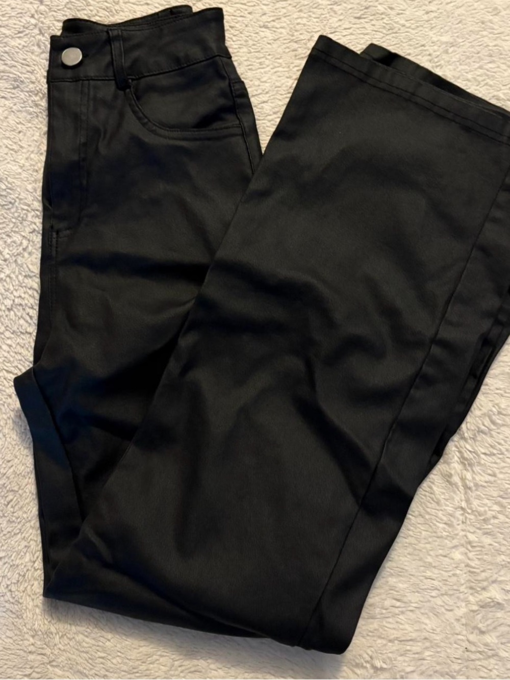 Black Faux-Leather High-Waist Pants